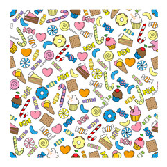 Fototapeta na wymiar pattern background icon with confectionery and sweets 