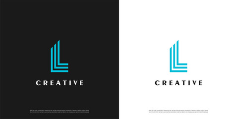 Letter L logo icon line abstract design template elements	