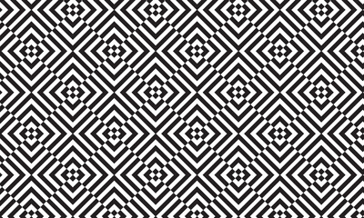 Abstract black and white seamless geometric pattern design. Vector illusive background for cloth, textile, print