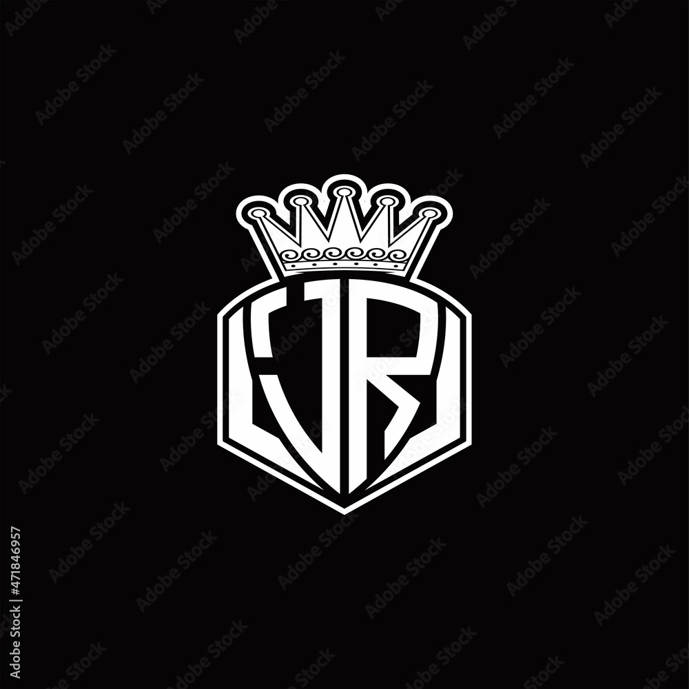 Wall mural JR Logo monogram with luxury emblem shape and crown design template