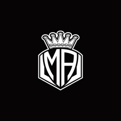 MA Logo monogram with luxury emblem shape and crown design template