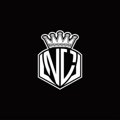 NL Logo monogram with luxury emblem shape and crown design template