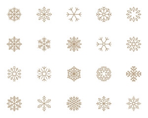 set of snow flake line icons, cool, winter, christmas