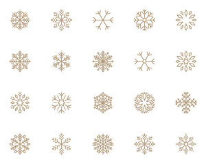 set of snow flake line icons, cool, winter, christmas