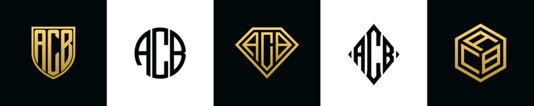 Initial letters ACB logo designs Bundle
