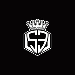 SE Logo monogram with luxury emblem shape and crown design template