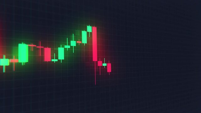 3D render. Japanese candlestick chart. Exchange trading dynamics. 4K video.