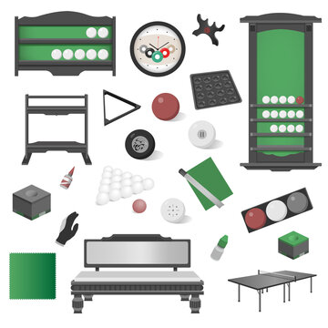 Billiard vector icons set, vector illustration billiard accessories. Snooker,billiard and sport icons can be used for mobile ,web