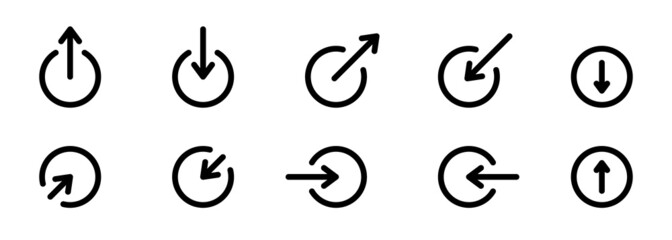 Share, Download Button for Social Media Line Icon. Arrow and Circle Symbols of Upload, Share for Website Outline Icon. External Link and Round Repost Linear Sign. Editable Stroke. Vector Illustration