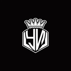 YN Logo monogram with luxury emblem shape and crown design template - obrazy, fototapety, plakaty