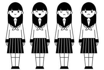 人物イラスト_女子高生表情セット