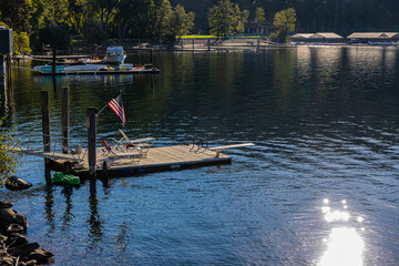 Obraz premium Floating Dock on Lake Coeur d' Alene, Coeur d' Alene , Idaho, USA