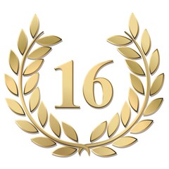 3D gold laurel wreath 16 vector isolated on a white background