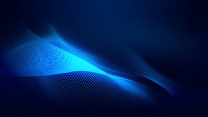 Abstract dot blue wave gradient texture technology background.