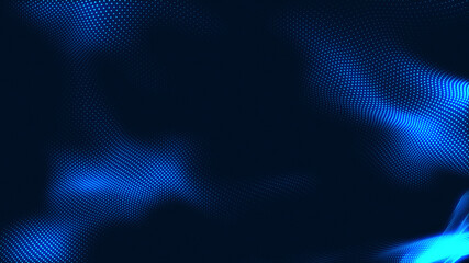 Fototapeta premium Abstract dot white blue wave gradient texture technology background.