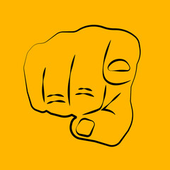 Index finger poster. Gesticulation symbol
