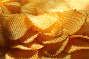 Potato chips. Background image, copy space. Foodbackground