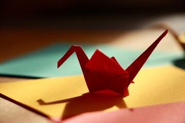 red origami crane