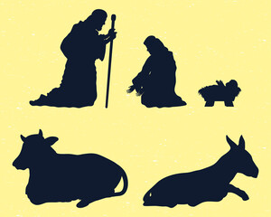 nativity manger five silhouettes