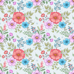 Floral seamless pattern with beautiful Flowers for fabric textile wallpaper.