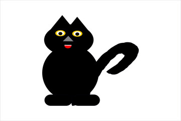 black cat on white background