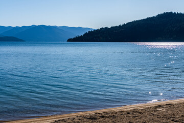 Lake Pend Oreille and Mountains From Sandpoint City Beach Park, Sandpoint, Idaho, USA