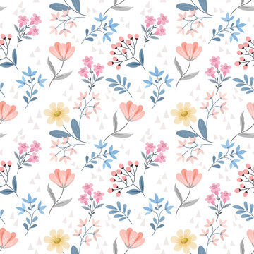 Floral seamless pattern with beautiful Flowers for fabric textile wallpaper.