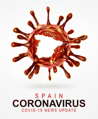 Corona Virus, COVID 19, Pandemic - 3D rendering and illustration - Spain