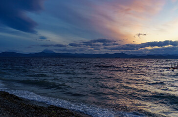 Beautiful background with sunset over the sea