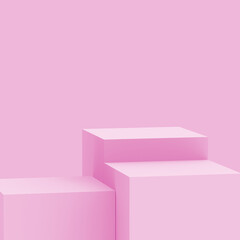 Abstract 3d pink cube and box podium minimal scene studio background.