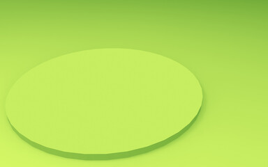 Abstract 3d green color cylinder podium minimal studio background.