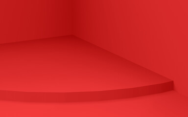 Abstract 3d red color cylinder podium minimal studio background.