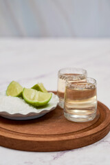 Traditional Tequila Shots with Lime and Salt