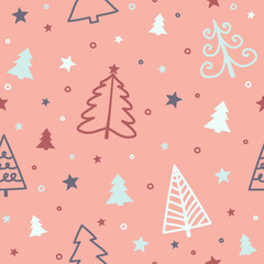 Pattern with Christmas trees. Wallpaper concept. Vector