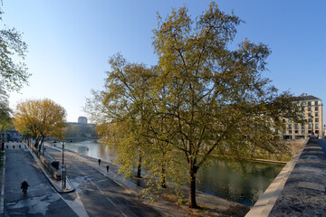 Seine river and Saint-Louis island in the 5th arrondissement of Paris city