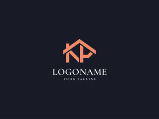Letter KP K P real estate Logo design template