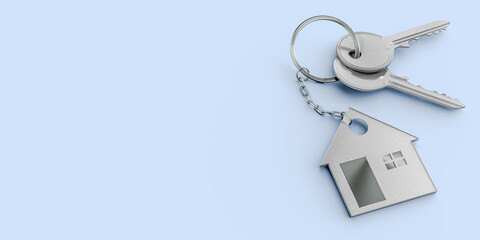 3D Rendering of investment in real estate and property concept or Mortgage close up of house keys.