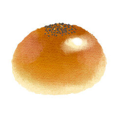 美味しそうなあんぱんの水彩画風イラスト