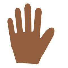 waving or raised black hand with transparent background