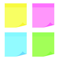 Realistic sticky notes isolated with real shadow on white background. Square sticky paper reminders with shadows, paper page mock up.
