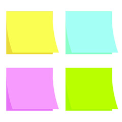 Realistic sticky notes isolated with real shadow on white background. Square sticky paper reminders with shadows, paper page mock up.
