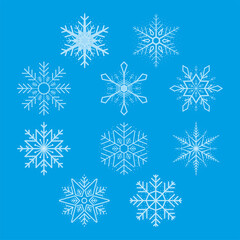Fototapeta na wymiar ten snowflakes winter icons