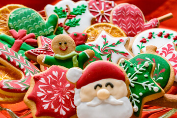 Tasty and sweet gingerbread cookies, homemade Christmas gift