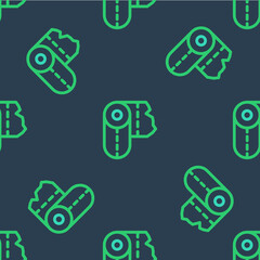 Line Paper towel roll icon isolated seamless pattern on blue background. Vector