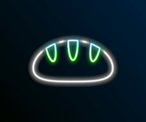 Glowing neon line Christian bread icon isolated on black background. Religion and Christianity. Colorful outline concept. Vector
