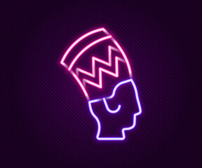 Glowing neon line Nefertiti icon isolated on black background. Colorful outline concept. Vector
