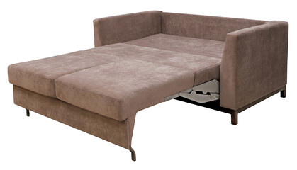 Sofa isolated on white background. Including clipping path. The sofa is laid out for sleep