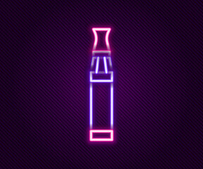 Glowing neon line Electronic cigarette icon isolated on black background. Vape smoking tool. Vaporizer Device. Colorful outline concept. Vector
