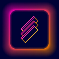 Glowing neon line Cigarette rolling papers pack icon isolated on black background. Colorful outline concept. Vector