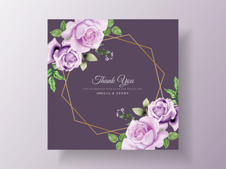 Beautiful purple flowers wedding invitation template